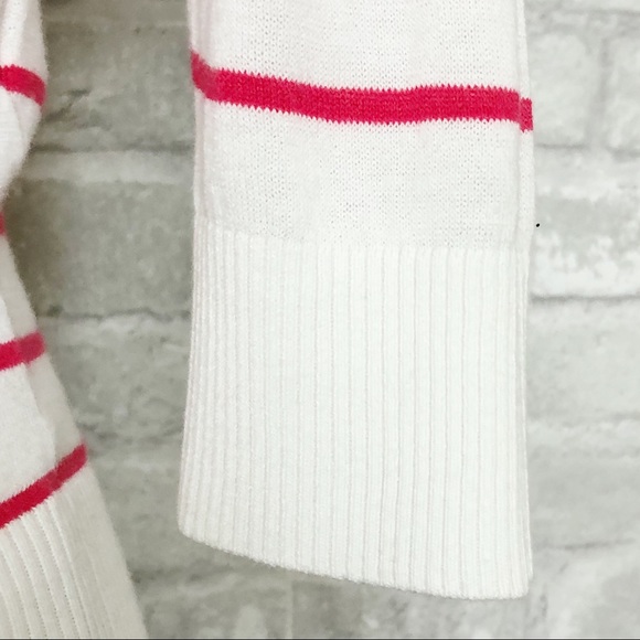 CACHE CACHE White & Red Striped Button Down Quarter Sleeve Cardigan Sweater Sm - Picture 9 of 13